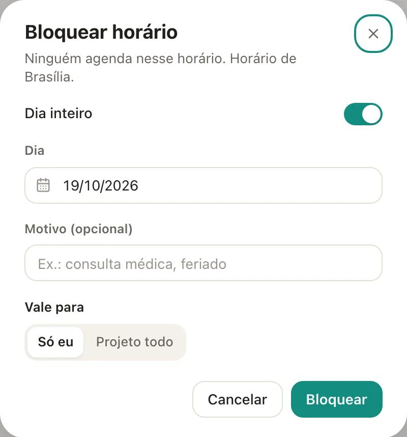 A janela de bloqueio, com a escolha de quem ele afeta.