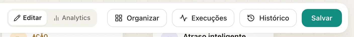 Execuções, Histórico e Salvar, no topo do editor.