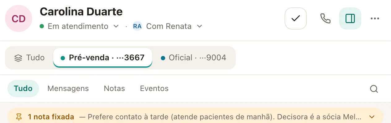 A aba Tudo junta as linhas; cada outra aba é um número.