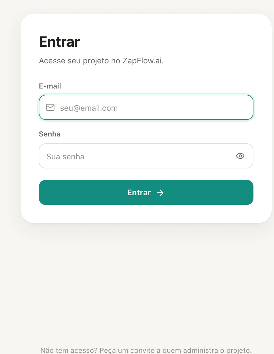 A tela de login.