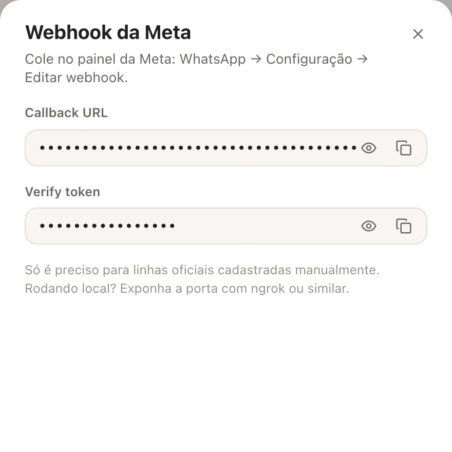 Os dois valores que vão no painel da Meta.